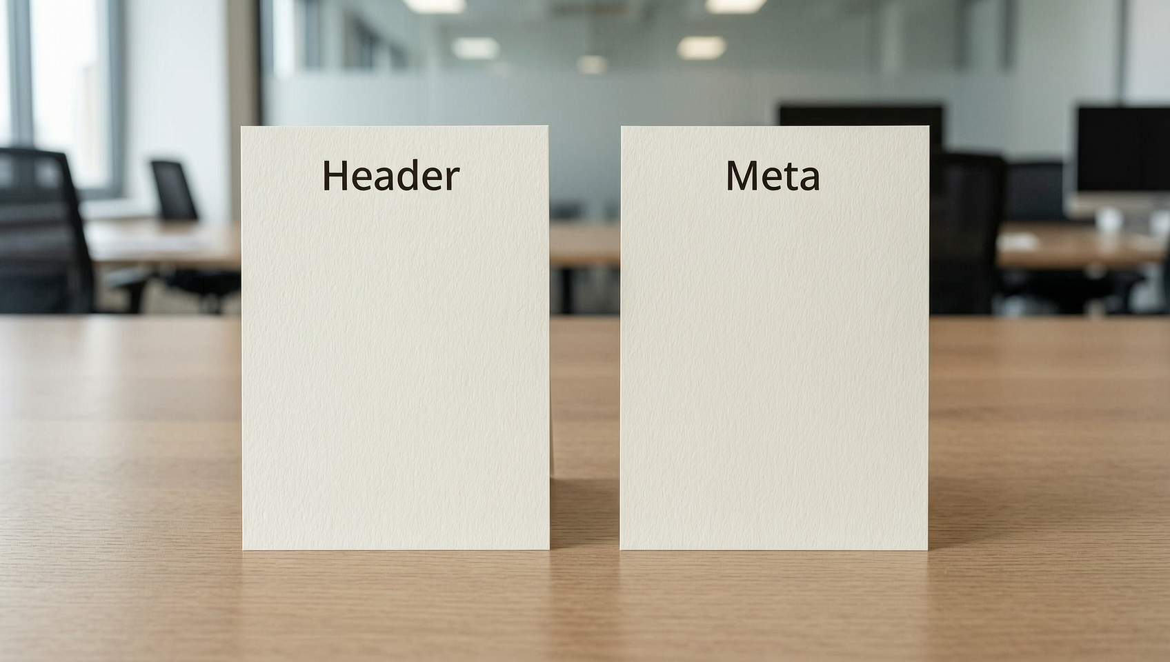 標頭卡與 meta 卡,其中一張空白